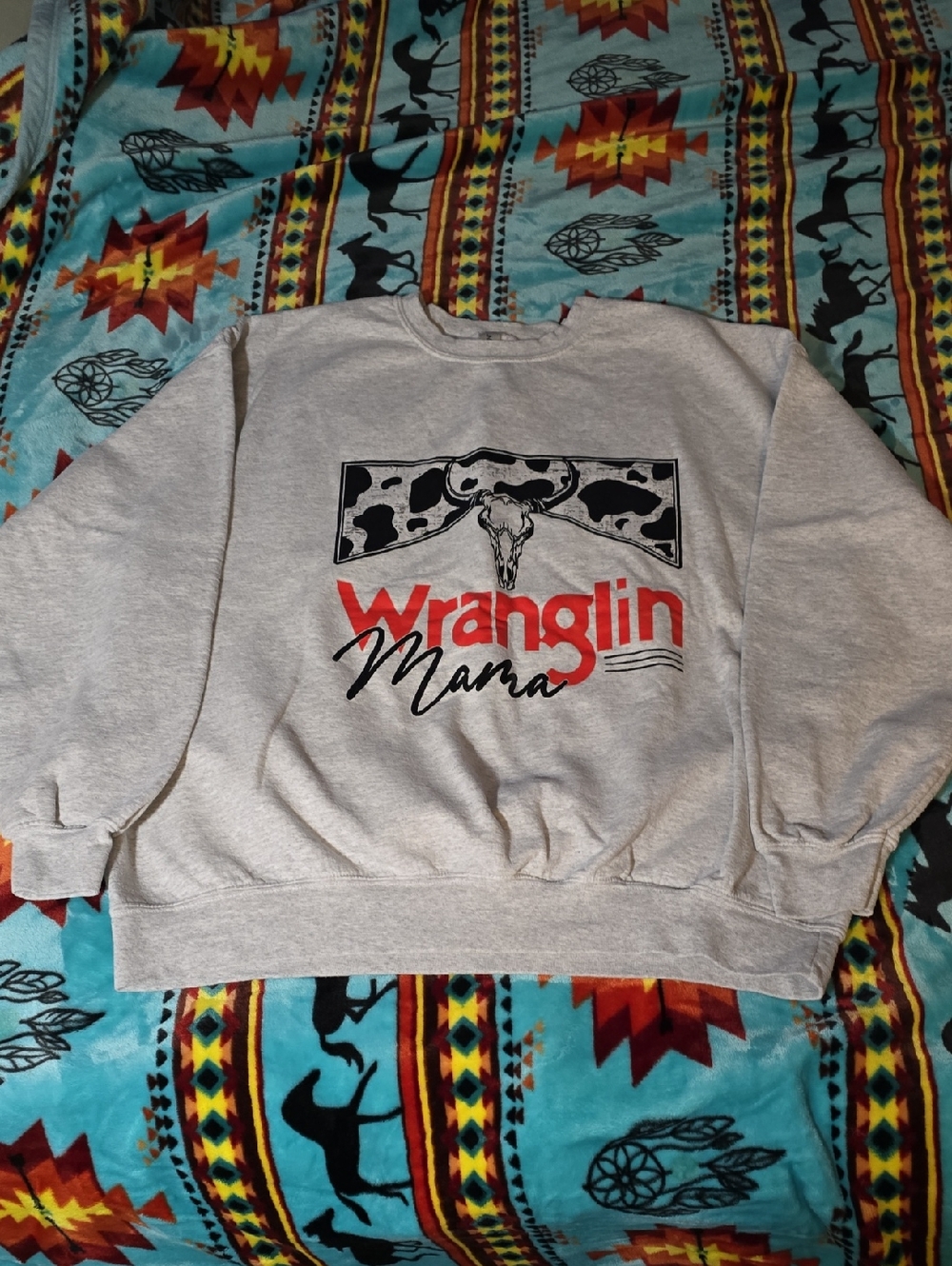 Gildan Gray MAMA Crewneck with Red & Black Graphics